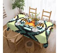 POEZJZW Little Fat Nappe décorative rectangulaire en dentelle avec motif tête de tigre 137,2 x 182,9 cm, résistante aux éclaboussures et à l'huile, convient pour les tables à manger et les tables