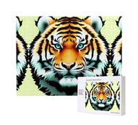 Poezjzw Little Fat Tiger Head Puzzle classique pour adulte 500 pièces Puzzle en bois Décoration d'intérieur moderne Jeu intellectuel 52 x 38 cm