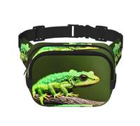 Poezjzw Little Green Lizard Sac banane de voyage adapté pour la course à pied, le cyclisme et les aventures en plein air, pour ranger des téléphones portables et des cartes de crédit, noir, One Size