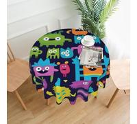 POEZJZW Little Monster Rally Nappe décorative ronde de 152,4 cm, résistante aux éclaboussures et à l'huile, convient pour les tables à manger et les tables basses