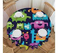 POEZJZW Little Monster Rally Nappe décorative ronde en dentelle - 152,4 cm - Résistante aux éclaboussures et à l'huile - Convient pour tables à manger et tables basses