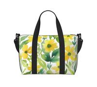 Poezjzw Little Yellow Flower Sac de voyage fourre-tout résistant à l'eau Sac de voyage pliable, noir, One Size