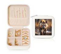 POEZJZW Lone Hyena Petite boîte à bijoux de voyage carrée pour bijoux de voyage Boîte de rangement pour accessoires de bijoux Blanc
