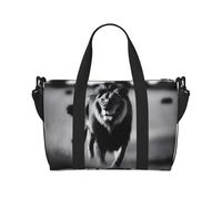 Poezjzw Lonely Lion Sac de voyage fourre-tout résistant à l'eau Sac de voyage pliable, noir, One Size