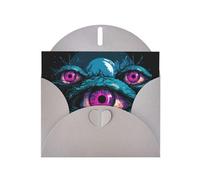 POEZJZW Lot de 10 cartes de Noël en papier nacré monstre à trois yeux, avec enveloppes grises, cartes de remerciement, mariage, Saint-Valentin