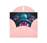 POEZJZW Lot de 10 cartes de Noël en papier nacré monstre à trois yeux, avec enveloppes roses, cartes de remerciement, mariage, Saint-Valentin