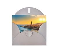 POEZJZW Lot de 10 cartes de Noël en papier perlé Sunset In Barcelona avec enveloppes grises pour remerciements, mariage, Saint-Valentin