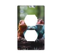 Poezjzw Lot de 4 cache-prises murales à motif lézards colorés pour cuisine, salle de bain, chambre à coucher, décoration de ferme
