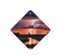 Poezjzw Lot de 4 désodorisants carrés à suspendre pour voiture Motif foudre au crépuscule Pour chambre à coucher et salle de bain