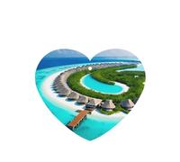Poezjzw Lot de 4 désodorisants de voiture à motif paysage des Maldives en forme de cœur à suspendre pour chambre à coucher, salle de bain