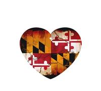 Poezjzw Lot de 4 désodorisants de voiture vintage en bois à motif drapeau du Maryland en forme de cœur à suspendre pour chambre à coucher, salle de bain
