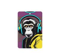 Poezjzw Lot de 4 désodorisants rectangulaires à suspendre pour voiture Motif singe écoutant de la musique