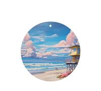Poezjzw Lot de 4 désodorisants ronds pour voiture Parfum lavande Motif architecture de plage