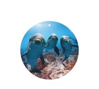 Poezjzw Lot de 4 parfums de voiture drôles de dauphin qui vous regardent - Parfum lavande - Forme ronde - À suspendre - Pour chaussures de placard