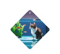 Poezjzw Lot de 6 désodorisants carrés à suspendre pour voiture Motif chat dans aquarium Pour chambre à coucher et salle de bain