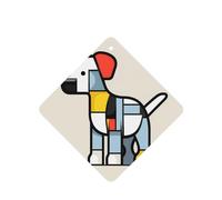 Poezjzw Lot de 6 désodorisants carrés pour voiture Parfum lavande Mondrian Abstractionisme Motif petit animal