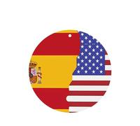 Poezjzw Lot de 6 désodorisants de voiture à motif drapeau américain de l'Espagne - Forme ronde - À suspendre - Pour chambre à coucher, salle de bain