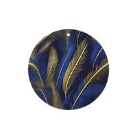 Poezjzw Lot de 6 désodorisants de voiture à motif plumes bleues dorées rondes à suspendre pour chambre à coucher, salle de bain