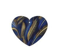 Poezjzw Lot de 6 désodorisants de voiture en forme de cœur à suspendre - Motif plumes bleues et dorées - Pour chambre à coucher, salle de bain