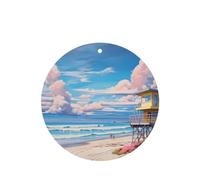 Poezjzw Lot de 6 désodorisants ronds pour voiture Parfum lavande Motif architecture de plage
