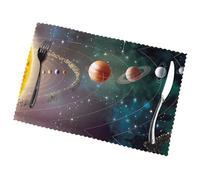 Poezjzw Lot de 6 sets de table antidérapants en polyester résistant à la chaleur Motif système solaire