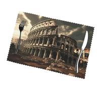 Poezjzw Lot de 6 sets de table d'automne à motif vestiges du Colisée romain, 30,5 x 45,7 cm, pour fête, cuisine, salle à manger