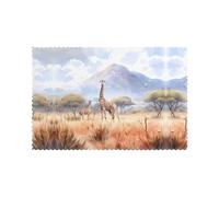 Poezjzw Lot de 6 sets de table d'été saisonniers à motif de girafe, savane africaine, 30,5 x 45,7 cm, pour fête, cuisine, salle à manger