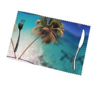 Poezjzw Lot de 6 sets de table saisonniers à motif îles des Caraïbes, 30,5 x 45,7 cm, pour fête, cuisine, salle à manger