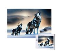 Poezjzw Loups rugissant en Th Puzzle classique en bois 1000 pièces Décoration d'intérieur moderne Jeu intellectuel 75 x 50 cm