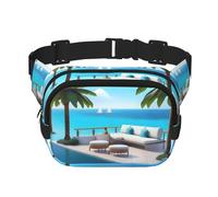 Poezjzw Love Island On The S Sac banane de voyage adapté pour la course à pied, le cyclisme et les aventures en plein air, pour ranger des téléphones portables et des cartes de crédit, noir, One Size