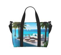 Poezjzw Love Island On The S Sac de voyage fourre-tout résistant à l'eau Sac de voyage pliable, noir, One Size