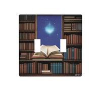 Poezjzw Magic Books On Bookshelf Plaque d'interrupteur décorative 2 interrupteurs à bascule 11,4 x 11,4 cm