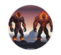 POEZJZW Magma Tapis de souris rond à motif géant, joli tapis de souris, base en caoutchouc antidérapant avec bords cousus, petite taille 20 x 20 cm