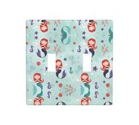 Poezjzw Magnifique couvercle d'interrupteur à double bascule, motif sirène, plaque murale décorative, taille standard 11,4 x 11,4 cm