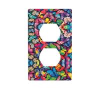 Poezjzw Magnifique couvercle d'interrupteur coloré motif papillons - Plaque murale décorative - Dimensions : 11,4 x 7,9 cm