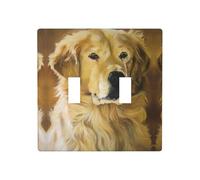 Poezjzw Magnifique couvercle d'interrupteur Golden Retriever - Plaque murale décorative à double bascule, taille standard 11,4 x 11,4 cm