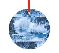 Poezjzw Magnifique décoration ronde en verre à motif de paysage de neige à suspendre pour sapin de Noël, rassemblements, souvenirs