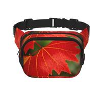 Poezjzw Maple Leaf Sac banane de voyage Rouge Convient pour la course à pied, le cyclisme et les aventures en plein air, ranger des téléphones portables et des cartes de crédit, noir, One Size