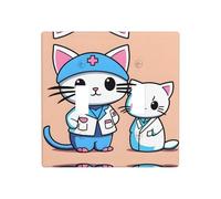 Poezjzw Meow Meow Plaque d'interrupteur à double interrupteur à bascule Motif infirmière 11,4 x 11,4 cm