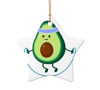 Poezjzw Mignon motif avocat de Noël en forme d'étoile ornements en céramique à suspendre pour sapin de Noël décoration de la maison rassemblements souvenirs
