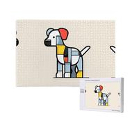 Poezjzw Mondrian - Puzzle abstractionisme de petit animal pour adulte - Puzzle en bois de 1000 pièces pour famille, ami, décoration murale - 75 x 50 cm