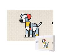 Poezjzw Mondrian - Puzzle abstractionisme en bois de 300 pièces pour adulte, décoration murale pour la famille, les amis, 15,7 x 27,9 cm