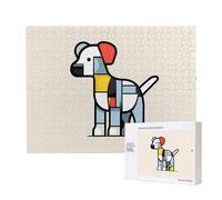 Poezjzw Mondrian - Puzzle abstractionisme en bois de 500 pièces pour adulte - Décoration murale pour la famille et les amis - 50,4 x 38,1 cm