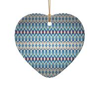Poezjzw Motifs de diamants en forme de cœur - Ornements en céramique à suspendre pour sapin de Noël - Décoration de maison, rassemblements, souvenirs