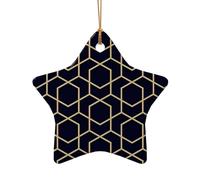Poezjzw Motifs géométriques en forme d'étoile de Noël en céramique à suspendre pour décoration de maison, rassemblements, souvenirs