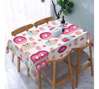POEZJZW Nappe à motif beignet et cupcake rose pour table de mariage rectangulaire vintage pour dîner, goûter, décoration d'intérieur, 137 x 183 cm