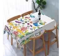 POEZJZW Nappe à motif poisson sous la mer pour table de mariage rectangulaire vintage pour dîner, goûter, décoration d'intérieur, 137 x 183 cm