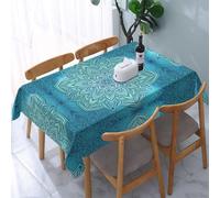 POEZJZW Nappe bleue à motif bohème pour table de mariage rectangulaire vintage pour dîner, goûter, décoration d'intérieur, 137 x 183 cm