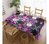 POEZJZW Nappe de table rectangulaire à motif papillon et fleur violette pour table de mariage vintage pour dîner, goûter, décoration d'intérieur, 137 x 183 cm