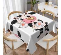 POEZJZW Nappe décorative carrée imprimée vache laitière de dessin animé pour intérieur et extérieur, tables à manger, fêtes, patios 152,4 x 152,4 cm
